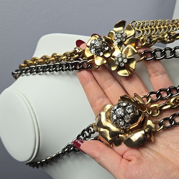 J .Crew Rera Gold and Black Chain Necklace with 3D Floral Accents - Picture 16 of 16